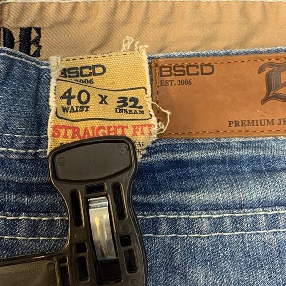 New Basic Code Mens 40X32 Cotton Factory Whiskered Distressed Faded Denim Jeans - Picture 5 of 5